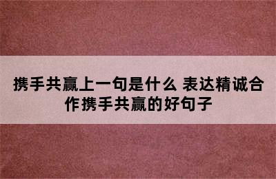 携手共赢上一句是什么 表达精诚合作携手共赢的好句子